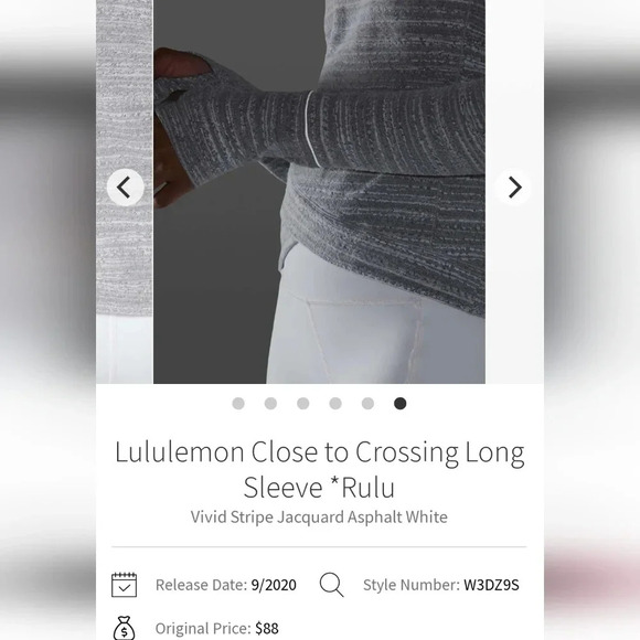Lululemon Close to Crossing Long Sleeve *Rulu White Gray Stripe Jacquard 4 - Picture 9 of 16